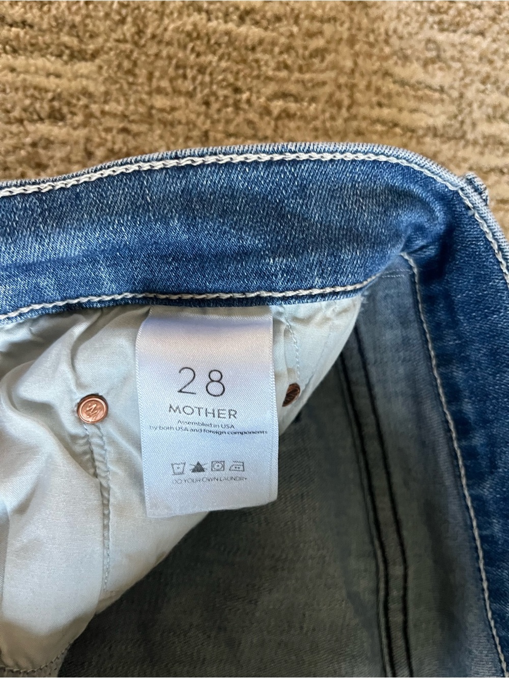 Mother The Dropout Distressed Blue Jeans - Picture 7 of 11